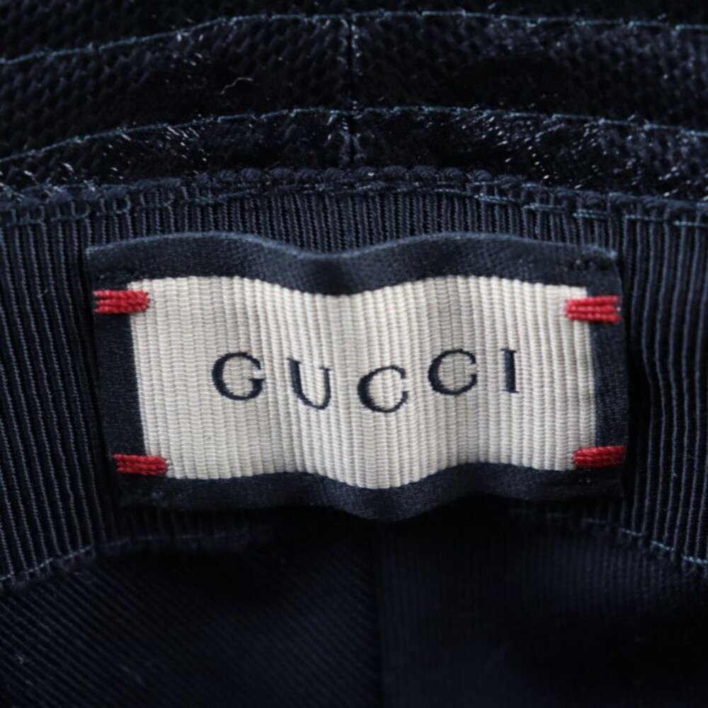 Gucci Hat Nylon Cotton Black GG Crystal Hat Bucket Hat - Picture 7 of 7